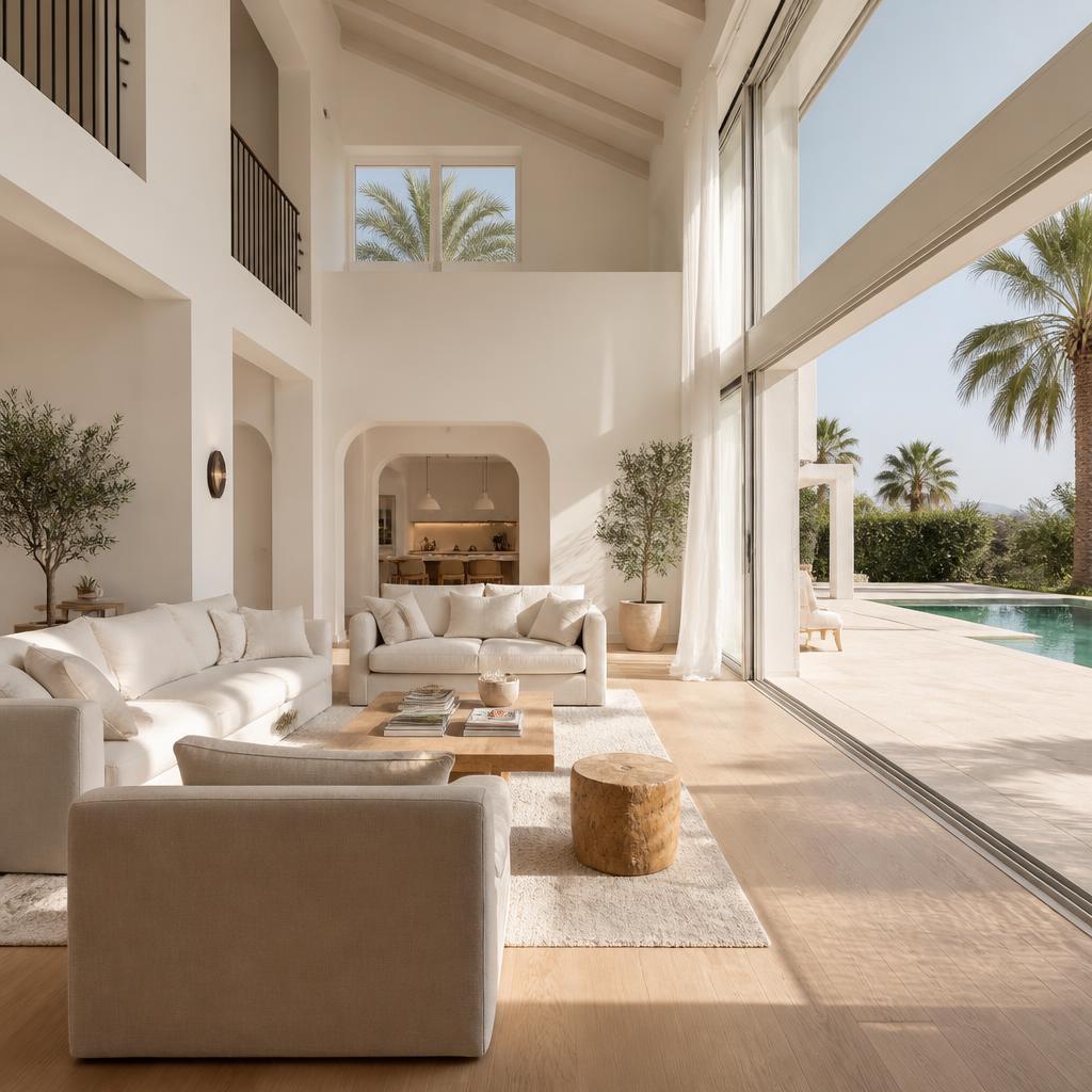 Double height villa living area