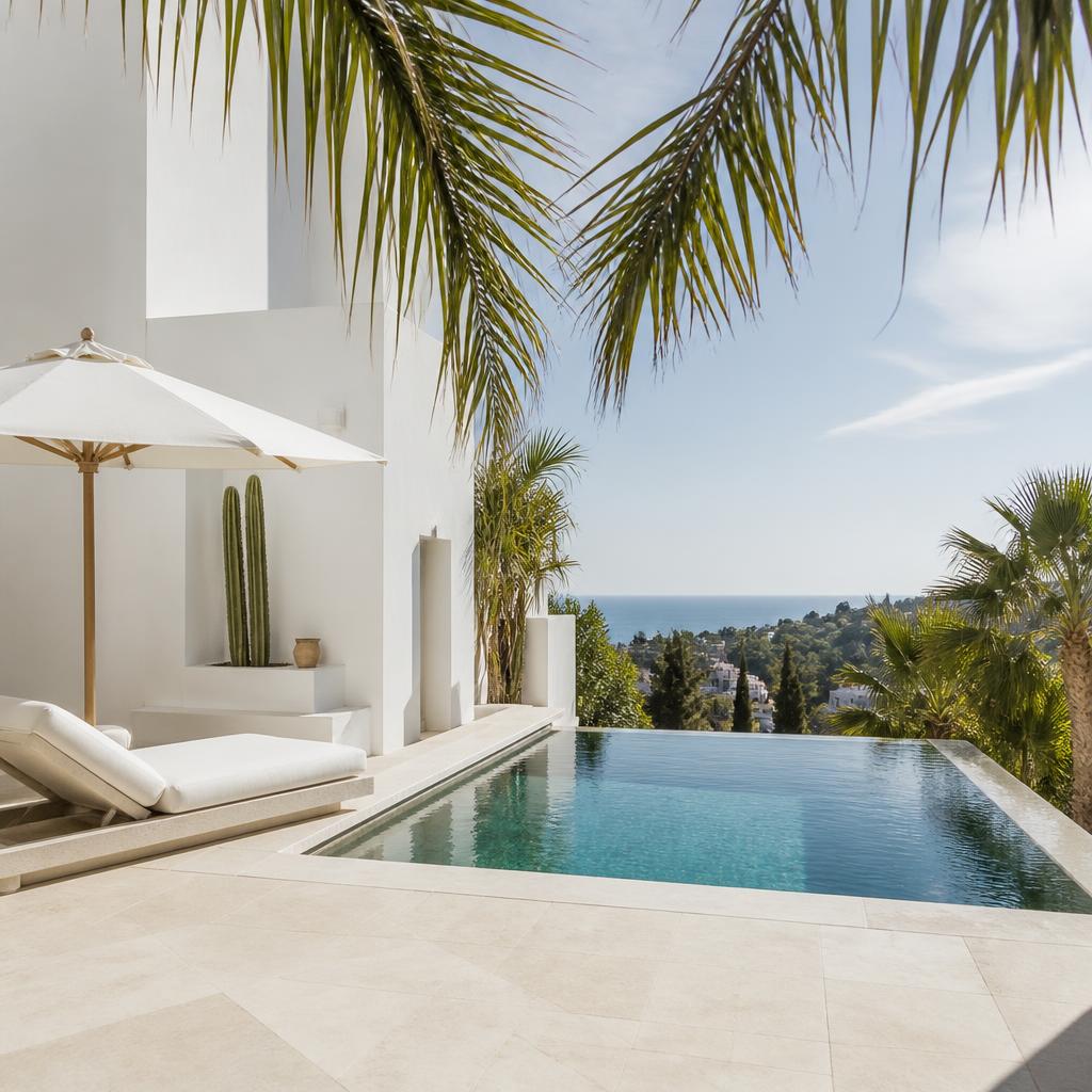 Private terrace pools with panoramic horizon views